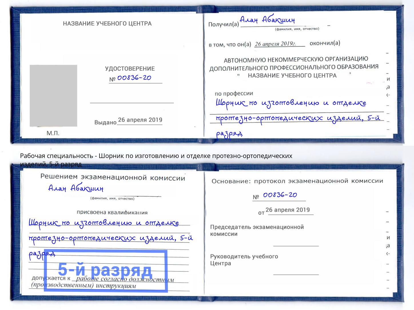 корочка 5-й разряд Шорник по изготовлению и отделке протезно-ортопедических изделий Зеленокумск