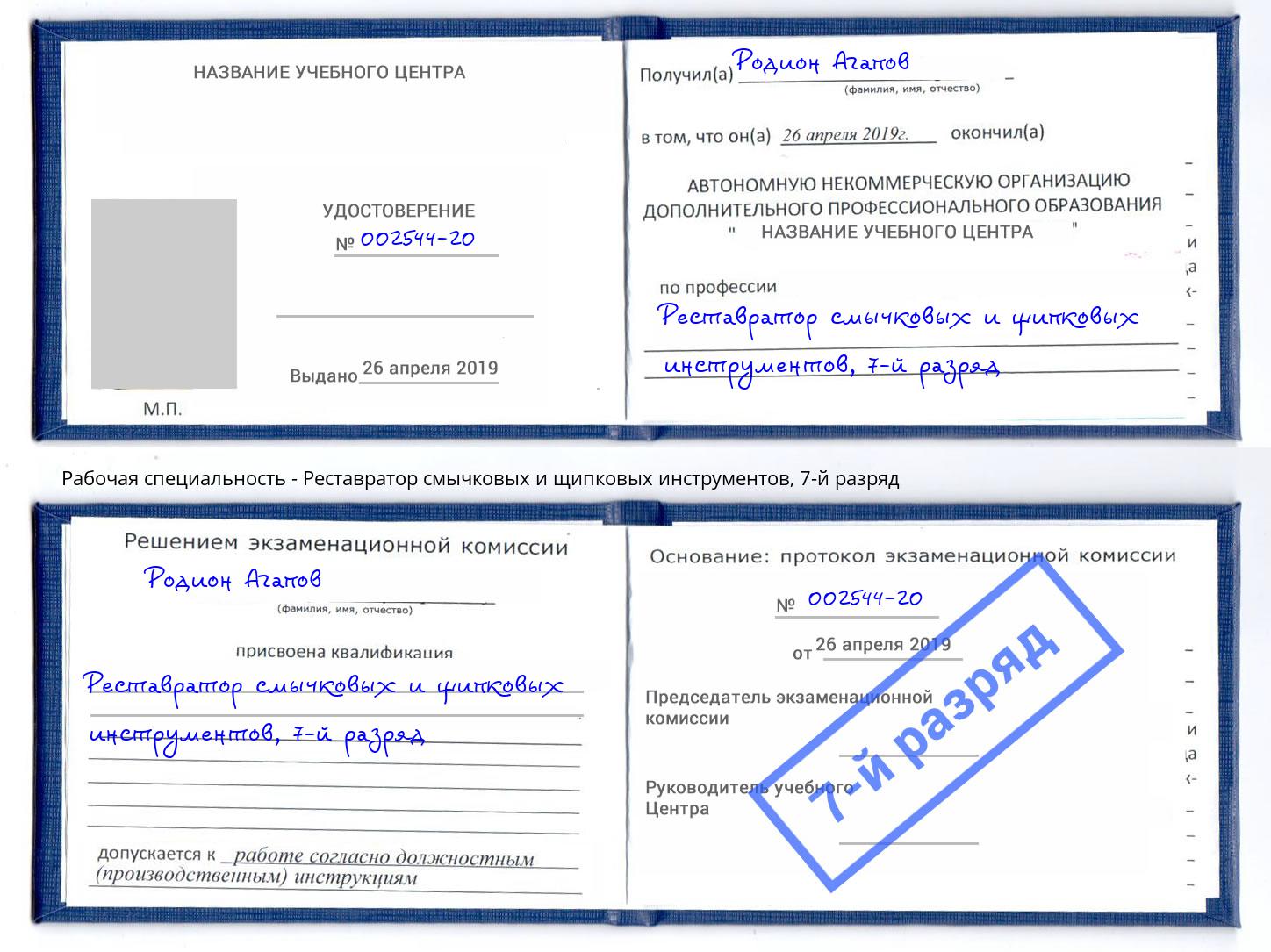 корочка 7-й разряд Реставратор смычковых и щипковых инструментов Зеленокумск